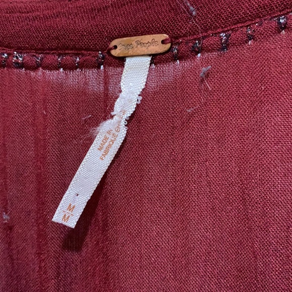 FREE PEOPLE TUNIC BOHO PEASANT SZ M BURG/CREME - Picture 5 of 10